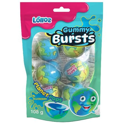 Lolloz Gummy Bursts Planet Pops Blueberry 108g