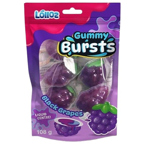 Lolloz Gummy Bursts Juicy Black Grapes 108g
