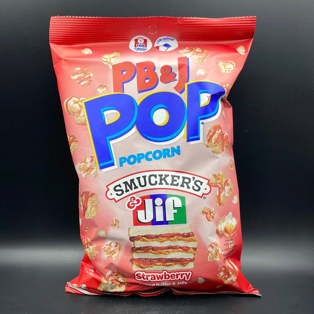 PB&J Pop Popcorn – Smucker’s & Jif, Strawberry Peanut Butter & Jelly Flavour! 149g (USA)