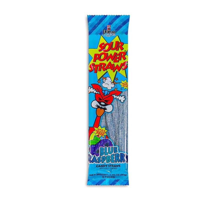Sour Power Straws Blue Raspberry 57g