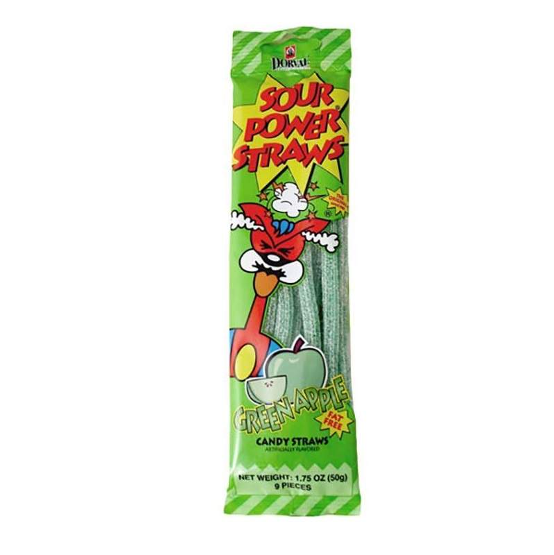 Sour Power Straws Green Apple 50g