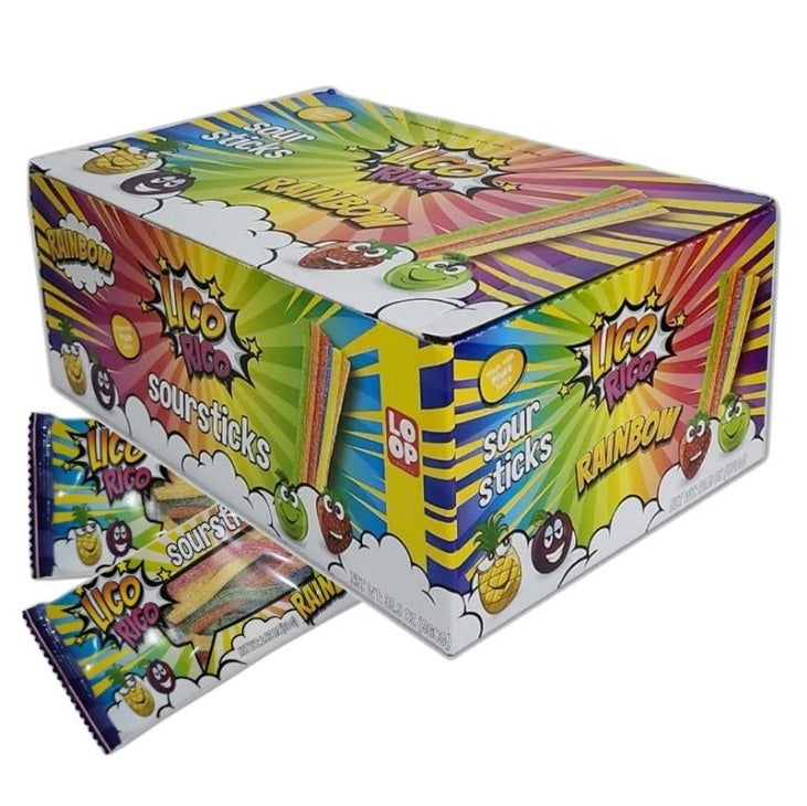 Lico Rico Sour Sticks Rainbow 80g (Sold Individually)