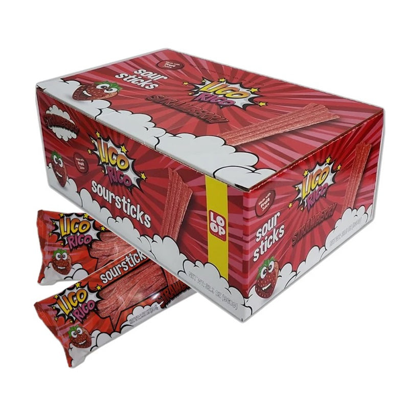 Lico Rico Sour Sticks Strawberry 80g (Sold Individually)