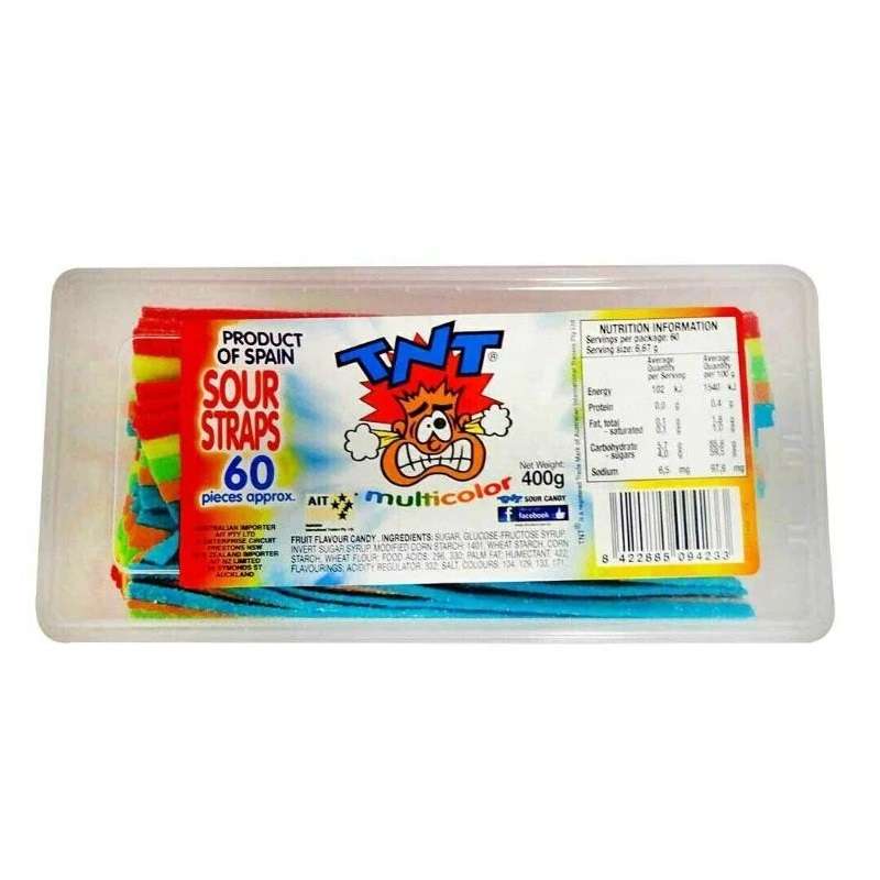 TNT Multi Sour Strap Snack Pack 400g