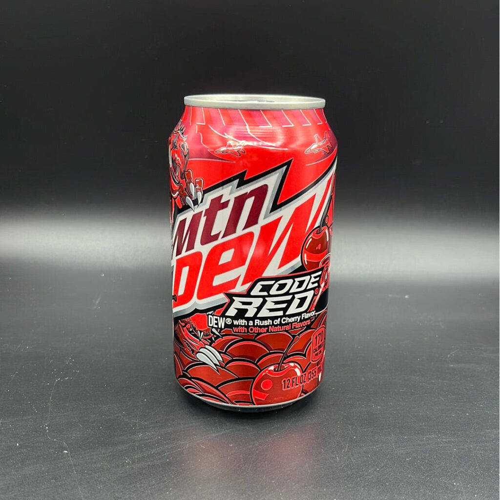 Mtn (Mountain) Dew Code Red – with a rush of cherry flavor! 355ml (USA)